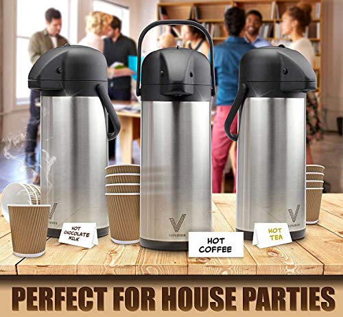 Coffee Carafe for Keeping Hot - 102oz/3L Airpot Coffee Dispenser with Pump - Insulated Stainless Steel Hot Beverage Dispen...