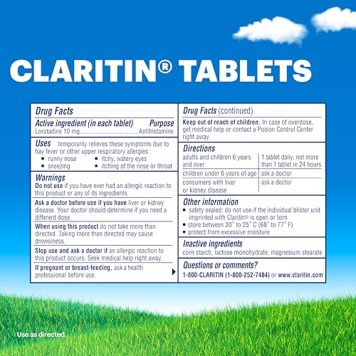 Claritin Allergy Medicine for Adults, 24-Hour Non-Drowsy Loratadine 10mg Pills, Antihistamine, 70 Tablets + 1ct On-The-Go Relief