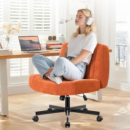 shipborne Convertible Base Criss Cross Chair with Pocket Springs & Thicker and Wider Cushions, Armless Legged Office Chair...