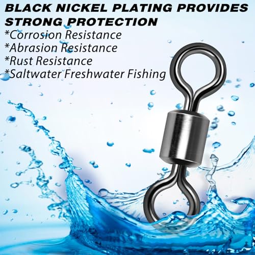 Alwonder Fishing Barrel Swivels, 40 to100-Pack Swivels Fishing Tackle Freshwater Saltwater Swivel Rolling Swivel Heavy Dut...