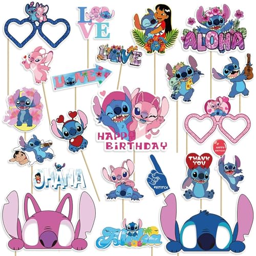 22 Pcs Party Decorations, Cute Photo Booth Props, Cartoon Party Supplies for Girls and Boys, Birthday Party Celebration De...