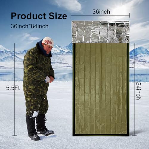 Emergency Sleeping Bag Survival Bag 3 Pack | Thermal Waterproof Mylar Bivy Sack for Adults | Portable Emergency Sleeping B...