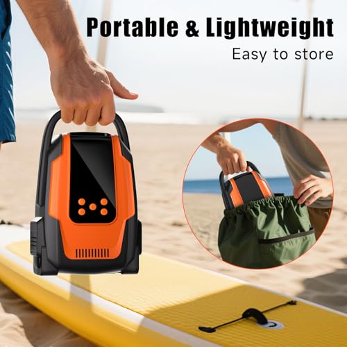 Komobe Electric Paddle Board Pump, 50PSI High Pressure Portable SUP Air Pump with Auto-Off and Deflation Function, 12V DC ...