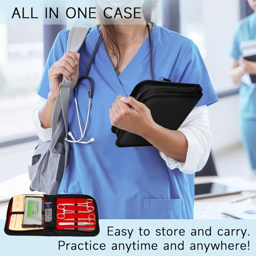 Suture Practice Kit for Medical Students - Suturing Kit Suture Pad with Pre-Cut Wounds, Suturing Threads & Tools, Wound Cl...