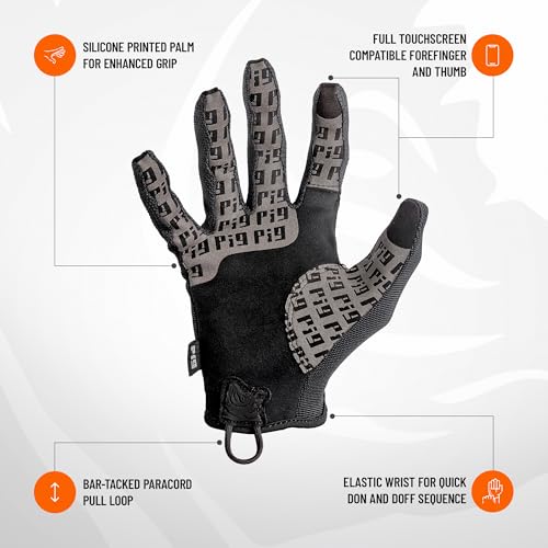 PIG Delta Utility Tactical Gloves, Touchscreen Compatible, High Dexterity, for Shooting, 1 Pair
