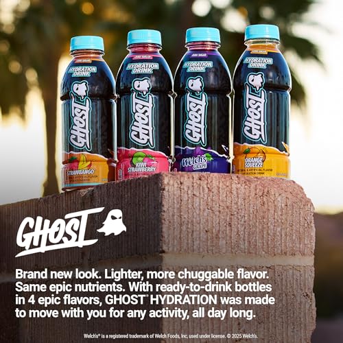 GHOST Hydration Drink, Welch’s Grape - RTD Sports Drink with Electrolytes, Natural Vitamins & Minerals - All Day Lifestyle...
