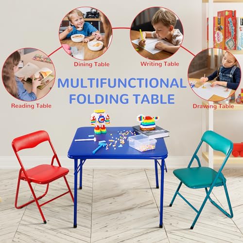 Folding Square Table, Card Table with Vinyl Padded Top, Foldable Activity for Indoor/Outdoor Use, Perfect for Picnic, Play...