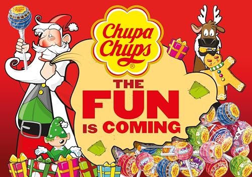Chupa Chups XXL Trio Bubble Gum Filled Lollipops, Individially Wrapped Extra Large Suckers for Parties Concessions Classroom Office, Pack of 48