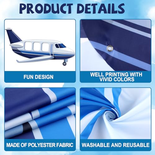 Airplane Shaped Photo Prop Selfie Frame Airplane Birthday Decoration Large Fabric Aircraft Backdrop Banner 98x53in Plane T...