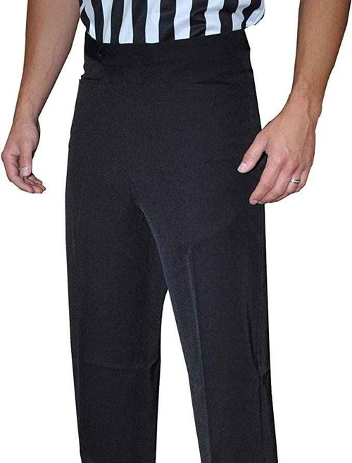 Smitty | BKS-297 | Tapered Fit 4-Way Stretch Flat Front Referee Pants Slash Pockets Black | Wrestling Basketball Official (30)