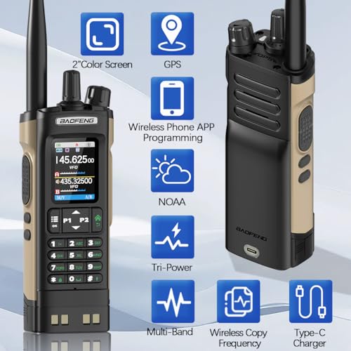 BAOFENG Radio UV32 Ham Radio Handheld 10W Rechargeable Walkie Talkies Long Range UV-32 Two Way Radio NOAA Weather Radio wi...