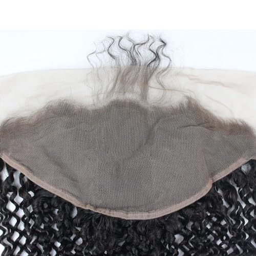 Dreambeauty Transparent Lace Color 13¡¿6" Lace Frontal Closure Kinky Curly Free Part Brazilian Remy Human Hair Pre-Plucked Natural Hairline Lace Frontal Closure with Baby Hair Natural Color (18 Inch)