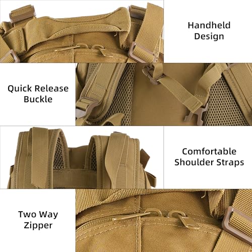 aiGear Tactical Backpack for Men, 25L Military Backpack, 3-Day Bug Out Bag for Camping Hiking Hunting with Molle System Ar...