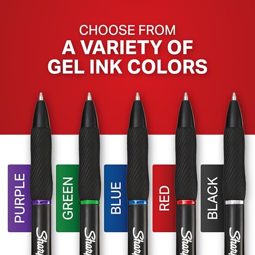 Sharpie S-Gel Gel Pens, Black Barrel, Medium Point (0.7mm), Black Gel Ink Pens, 12 Count - Home, Office, School, Journalin...