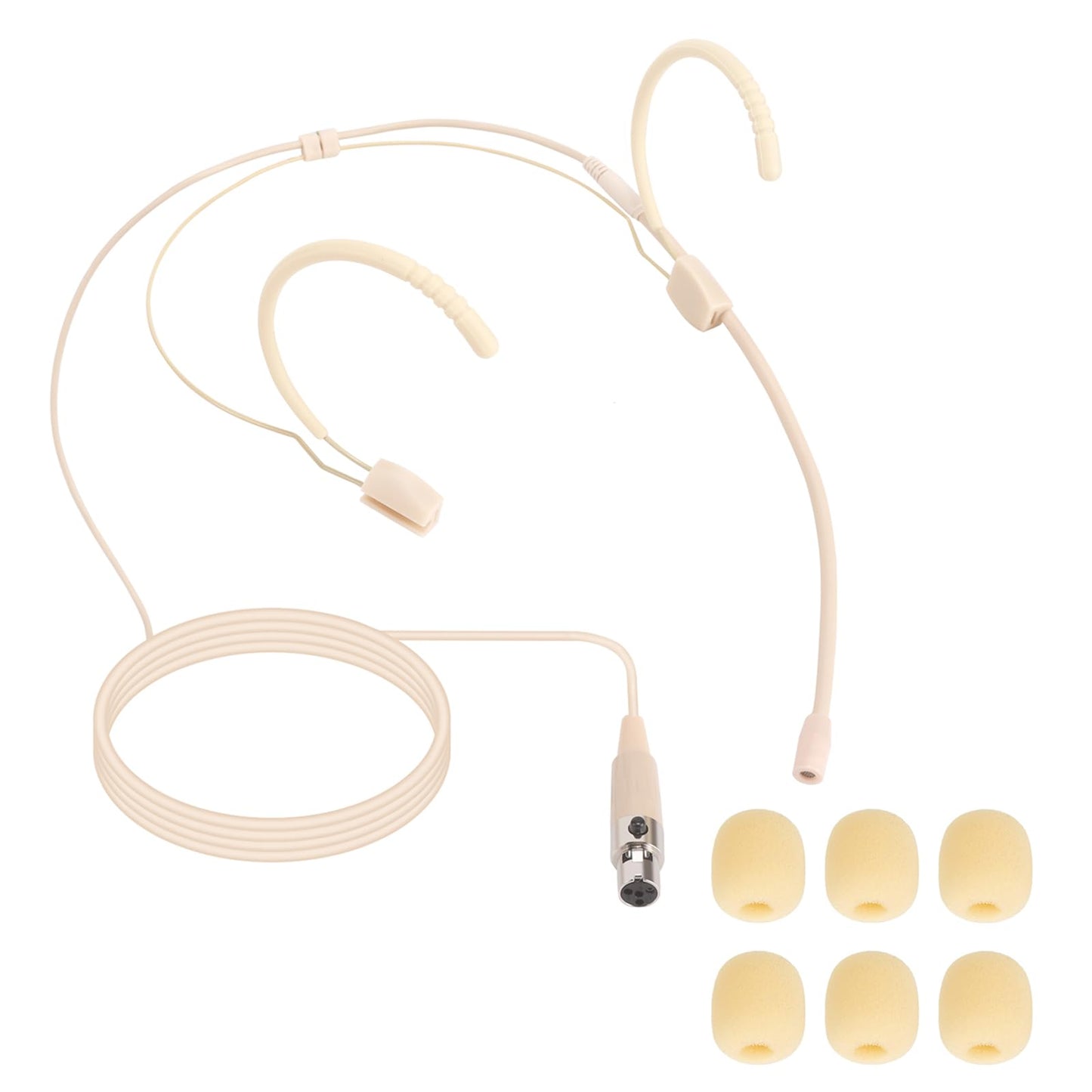 3 Pack Microphone Headset - Discreet Over-Ear Headworn Earset With Hanging Mic, Compatible With Shure Wireless Bodypack Transmit