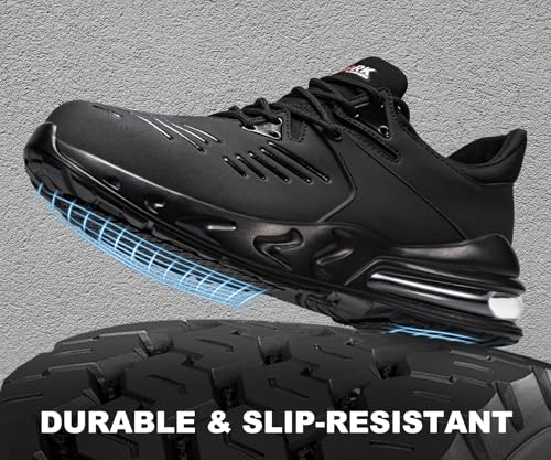 LARNMERN Non Slip Work Waterproof Shoes for Women Steel Toe Comfortable Indestructible Construction Food Service Chef Snea...