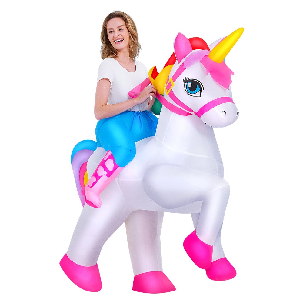 KOOY 2025 Inflatable Unicorn Costume Adult, Blow Up Ride On Unicorn Costume Funny Halloween Costumes Party, Halloween Costumes for Women Christmas