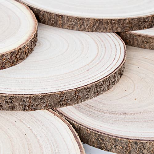 Maputune 8 Pcs 7-8 in Large Unfinished Wood Slices for Centerpieces, Natural Rustic Wooden Plate for DIY Craft, Round Wood...