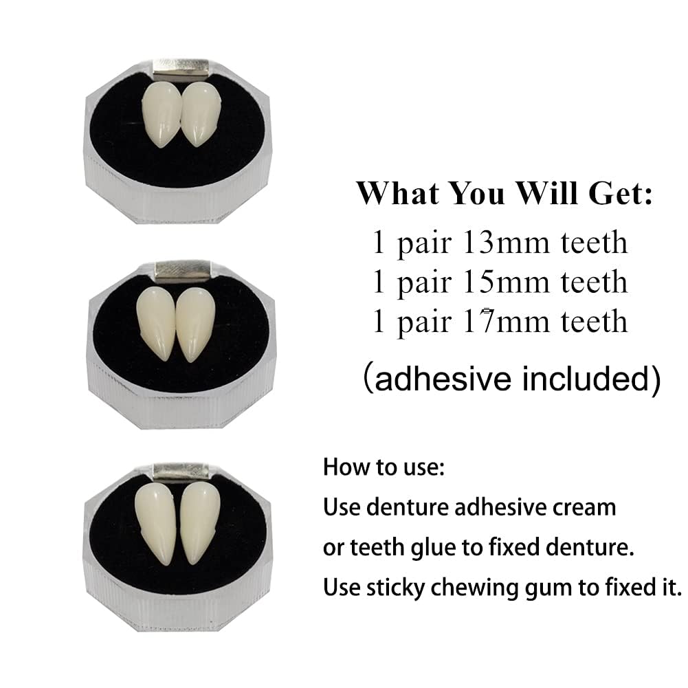 Secaden 3 Pairs Vampire Teeth Fangs Dentures Cosplay Props Halloween Props Party Favors