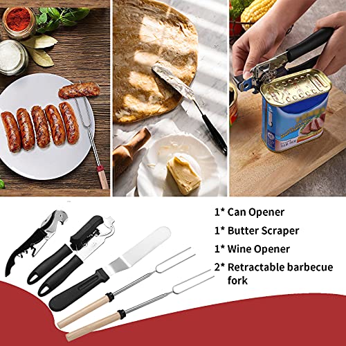 Portable Camping Kitchen Utensil Set-27 Piece Cookware Kit, Stainless Steel Outdoor Cooking and Grilling Utensil Organizer...