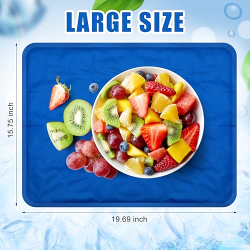 Reallnaive 2 Pcs Reusable Freezable Ice Mat for Buffet Table Chilled Serving Tray Party 19.69 x 15.75 Inches Charcuterie C...