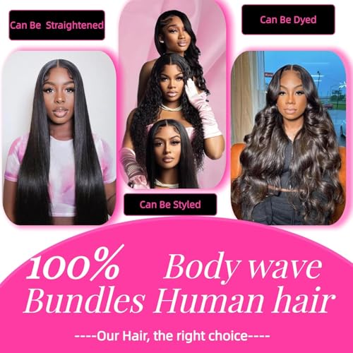 Brazilian Bundles Human Hair Body Wave Bundles 12a 100% Unprocessed Virgin Hair Bundle Deals Human Hair Weave 3 Bundle Human Hair Extensions For Woman Natural Black Color 14 16 18 Inch