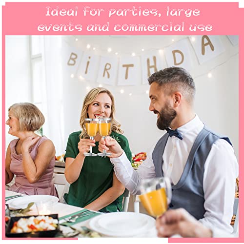 Yoande 100 Pack Rimmed Disposable Plastic Wine Glasses Bulk 8 Oz Elegant Fancy Wine Cups Stemmed Wine Glasses Clear Cockta...