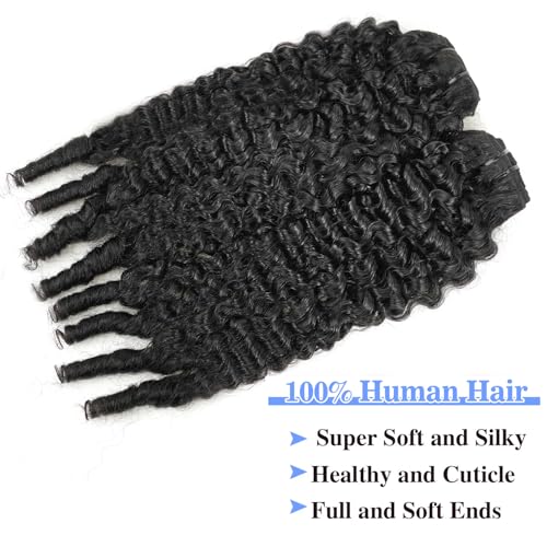 Extension Full Head For Black Women Burmese Curly Clip in Hair Extensions Real Human Hair Messy Curly Clip Ins for Women Brazilian Remy Human Hair Natural Black 22Inch
