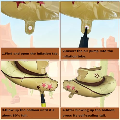 12Pcs Western Party Balloons Set 6 Cowboy Hat & 6 Boot Balloons Large Festival Celebration Decorations for West Themed Rod...