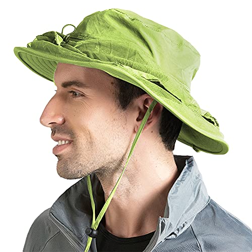 Peicees 2Pcs Head Net Hats for Men Women Adventure Fishing Hat Safari Hat for Hunting Camping Hiking, Green and Dark Gray