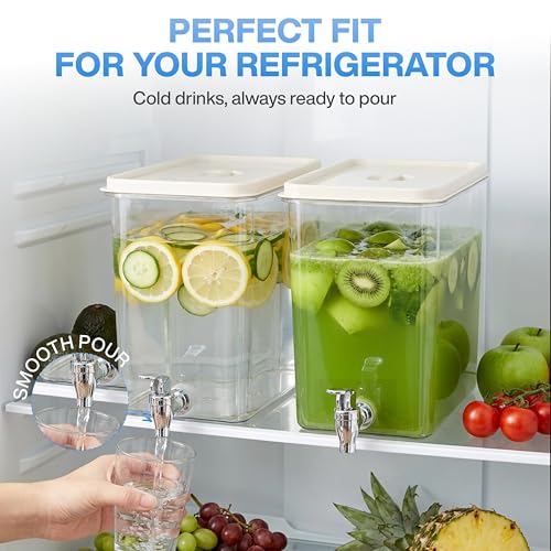 Cube Drink Dispenser for Parties (2 Gallon) Large Plastic Square Beverage Dispensers for Counter Tops & Refrigerator, No M...