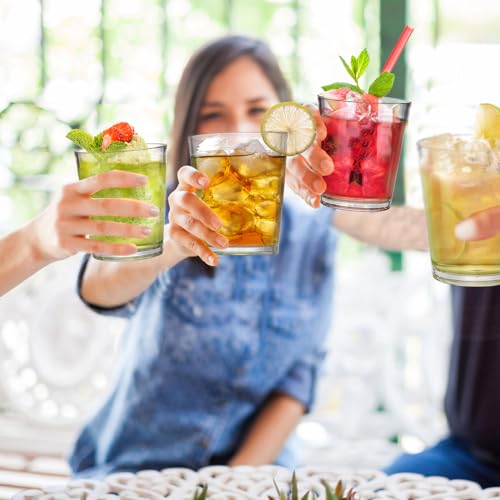Noamus 9 Pack Plastic Drinking Glasses, 12 Oz Unbreakable Acrylic Water Tumblers, Reusable Shatter-Proof Clear Glasses, Wh...