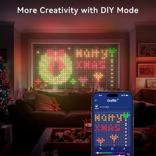 Findpop AI Smart Curtain Lights, 441 LEDs Indoor Color Changing Lights, Music Sync Dynamic DIY, for Valentine's Party Deco...