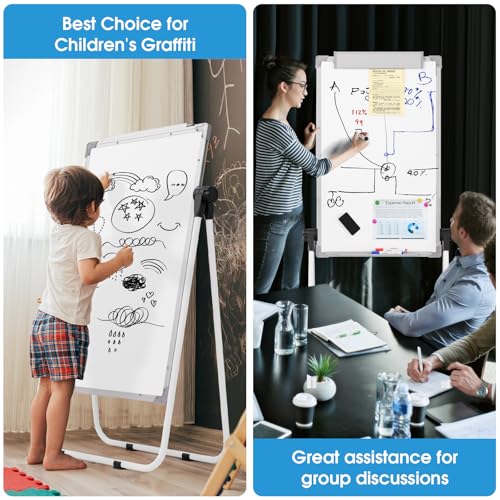 (Bundle of 2 Set) MaxGear Large White Board with Stands, 36" x 24" Big Easel Whiteboard Double Sided Easel Dry Erase Board...