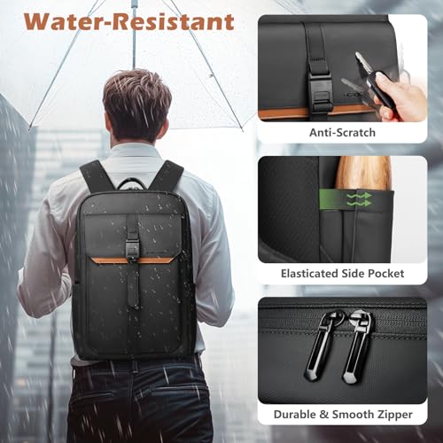 hk Slim Laptop Backpack for Men Women, Lightweight Business Backpacks 15.6 Inch Water-resistant Computer Bag for College W...
