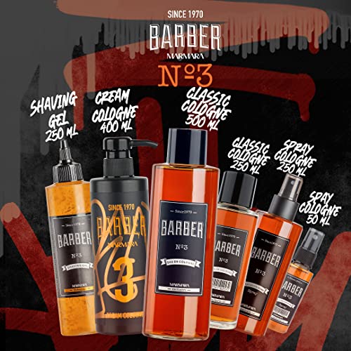 Marmara Barber Cologne - Best Choice of Modern Barbers and Traditional Shaving Fans Glass Bottle (500 ml, No3)