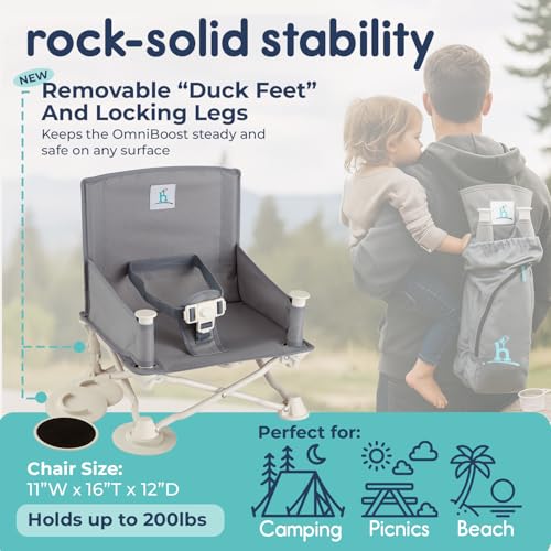 Hiccapop OmniBoost Travel Booster Seat with Tray for Baby, Dining Table, Camping, Beach, Grandma’s | Folding Portable Tip-...