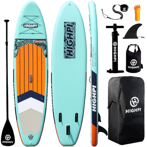 Highpi Inflatable Stand Up Paddle Board for Youth and Adults – Wide Sup with Premium Accessories, Blow Up Paddleboard for ...