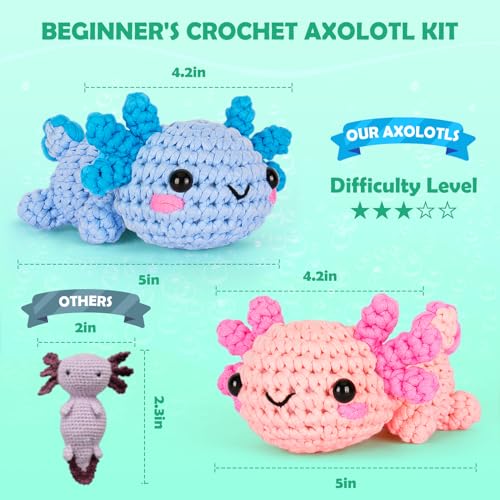 Crochetta Crochet Kit for Beginners, Crochet Starter Kit w Step-by-Step Video Tutorials, Easy Beginner Crochet Kit for Adu...