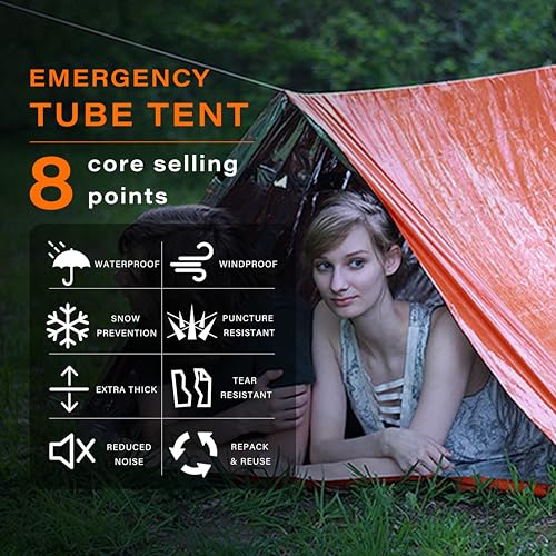 SunHalo Gear Emergency Survival Tent Shelter, 1 or 2 Person Emergency Tent with Emergency Whistle Emergency Shelter,Life T...