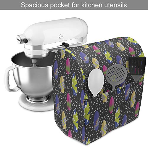 Ambesonne Surfboard Stand Mixer Cover, Colorful Boards in Memphis 80s Retro Style Abstract Summer Themed Fun Pattern, Kitc...