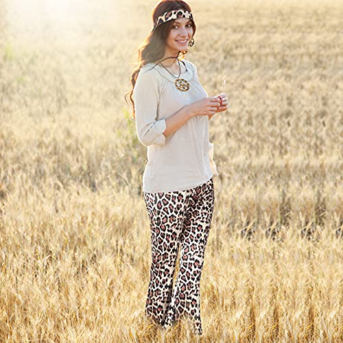SATINIOR 60s 70s Women Hippie Costume Outfits Set Disco Retro Flared Bell Bottom Pants for Halloween Cosplay Party(Medium)