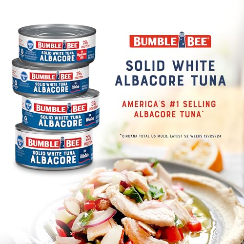 Bumble Bee Solid White Albacore Tuna in Water, 3 oz Can (8 Packs of 3, 24 Cans Total) - Wild Caught Tuna - 16g Protein per...