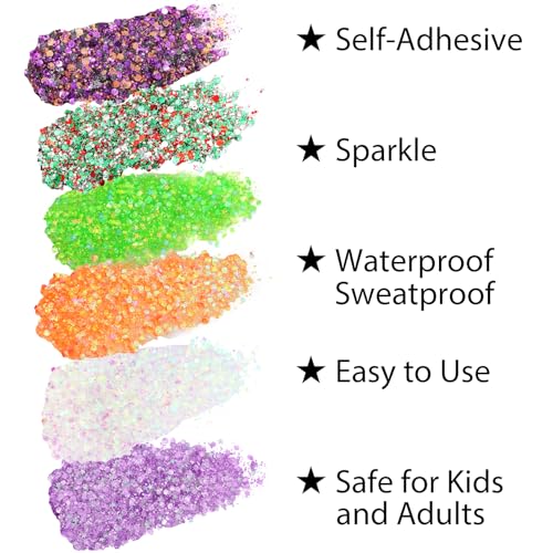 Mysense Christmas Glitter Stick for Face Hair Body, Red Silver Green Chunky Sparkling Glitter Makeup, Christmas Party Cost...