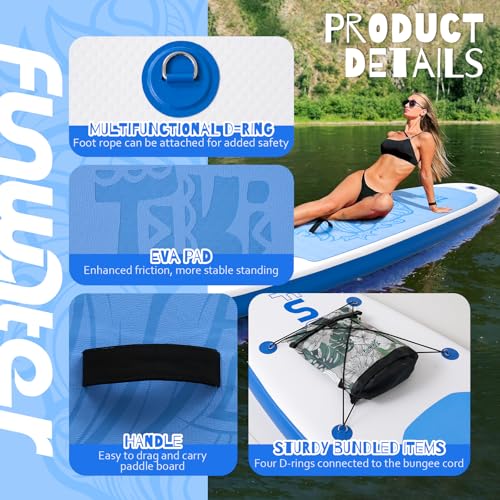 FunWater Inflatable Ultra-Light Stand Up Paddle Board for All Skill Levels with Premium SUP Paddleboard Accessories,Non-Sl...