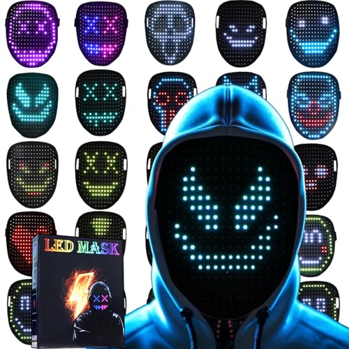 JDBMAOYE Led Mask Lighted Up Mask - Led Masks with Gesture Sensing Costume for Halloween Costume Cosplay Party Cool Gifts