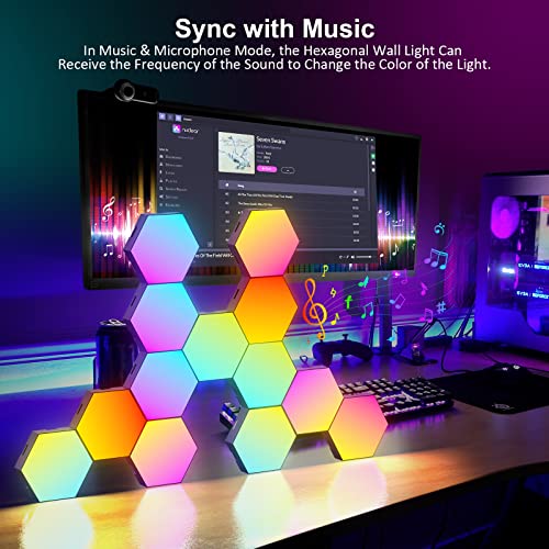 OJQ 12 Pack Hexagon Lights Wall RGB Panel - Led Lights Gifts for Men Birthday Room Decor Lamp for Bedroom Gaming Equipment...