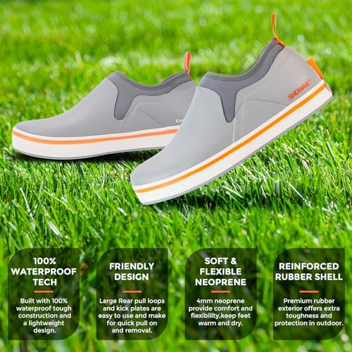 Showave Deck Shoes for Women Waterproof Garden Shoes Slip-on Rain Shoes Breathable Ruber Mud Shoes for Outdoor Fishing Wal...