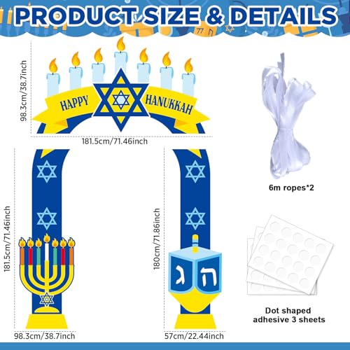 3PCS Happy Hanukkah Porch Banners Chanukah Door Decorations Shalom Hanukkah Party Door Covers Banner Hanging Backdrop Porc...