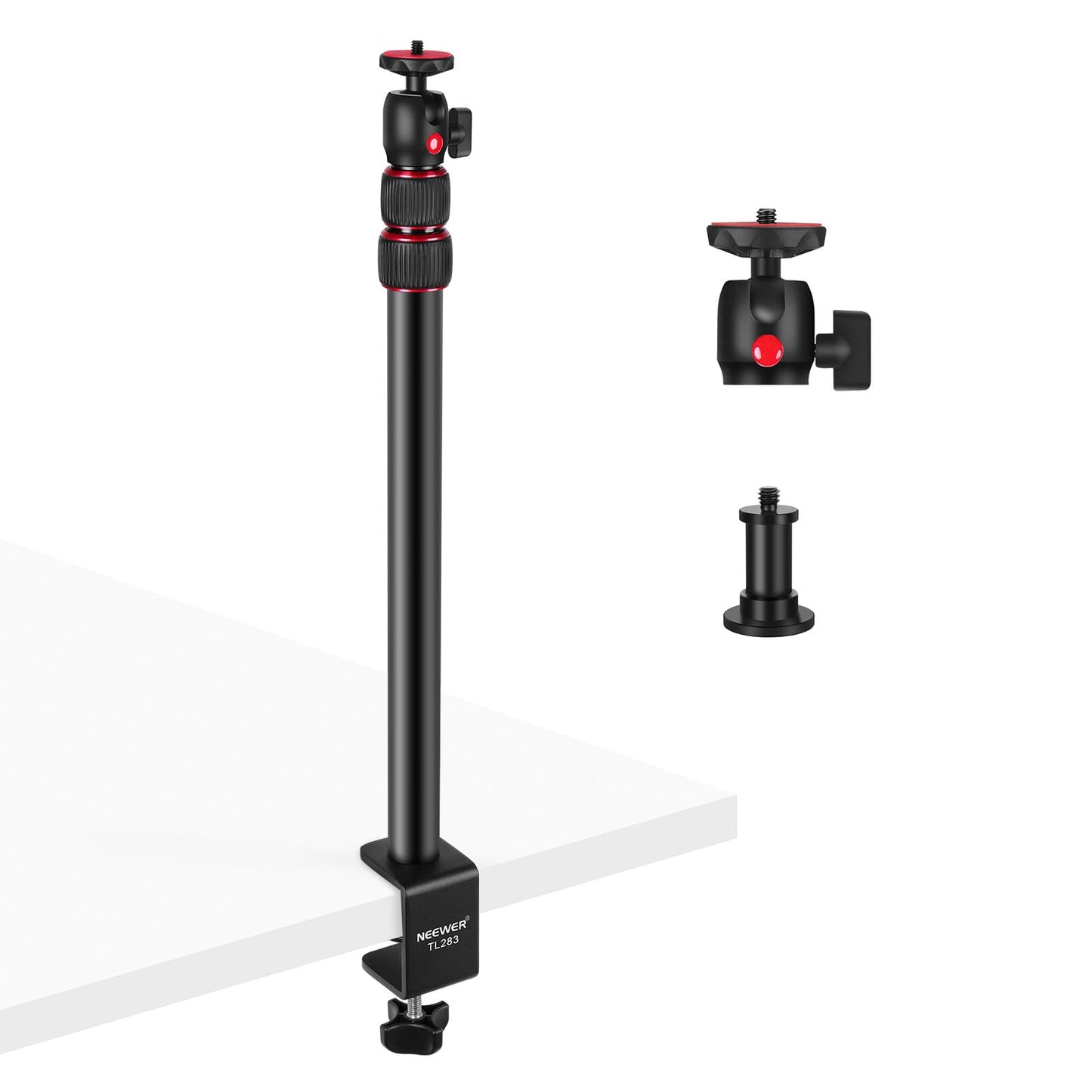 Neewer Extendable Camera Desk Mount With Ball Head, 17-40 Adjustable Table Light Stand With 1/4 Screw & C Clamp For Dslr Camera,